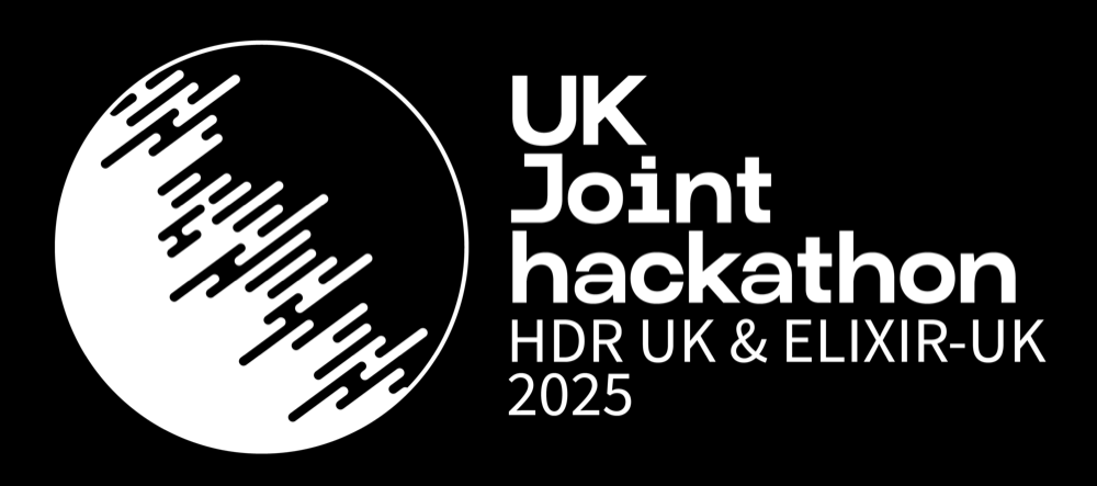 T-shirt front design showing the HDR UK and ELIXIR-UK logos together on a plain background.