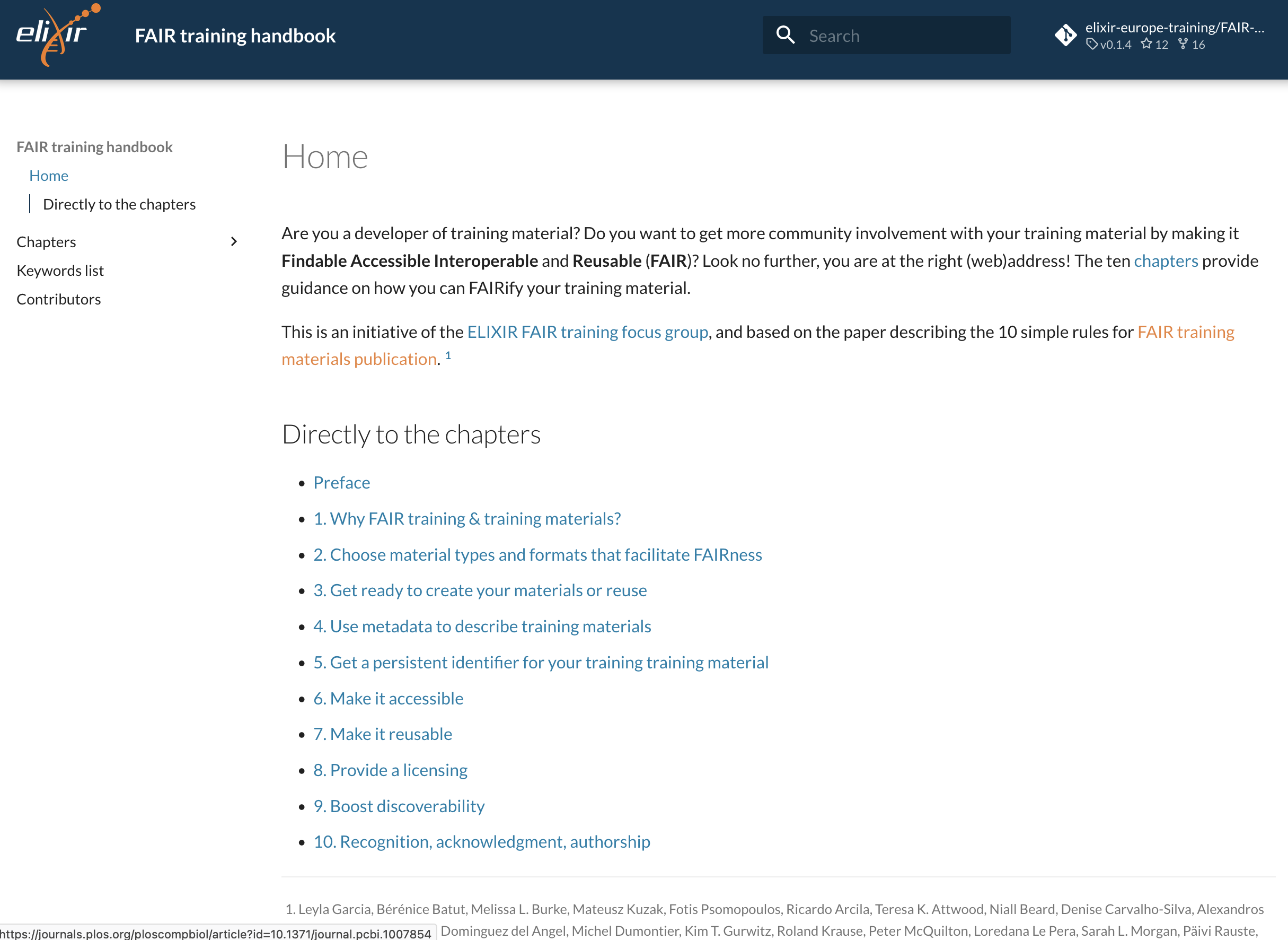 FAIR training handbook screenshot