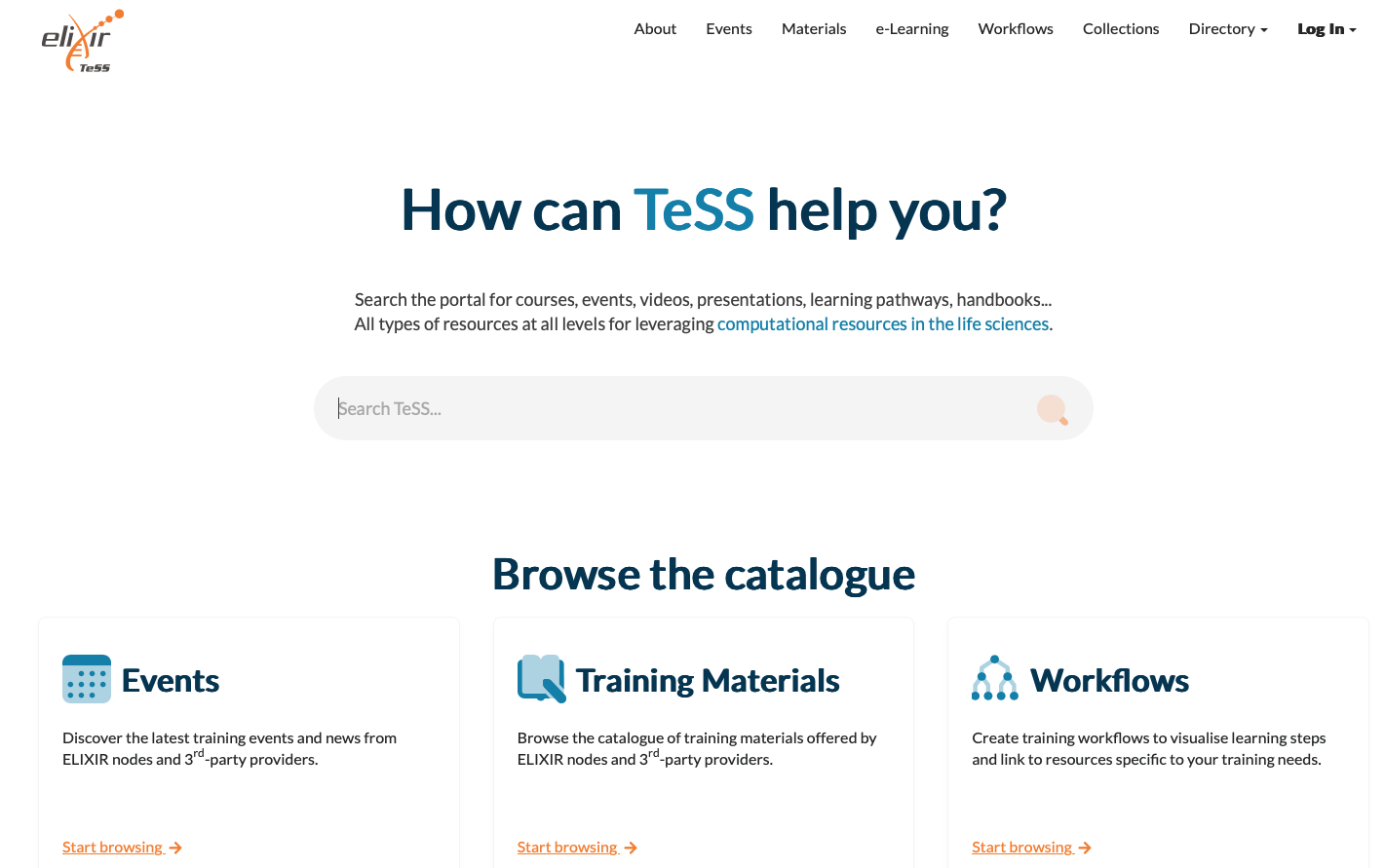 TeSS screenshot